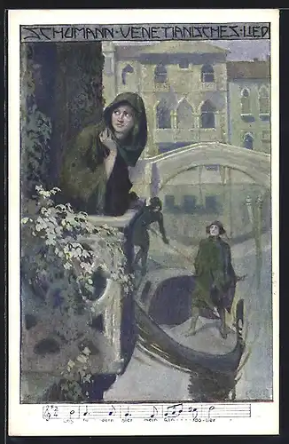 AK Schumann, Venetianisches Lied, Kavalier auf Gondel
