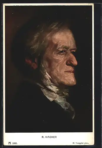 AK Seitliches Portrait Richard Wagner in späteren Jahren