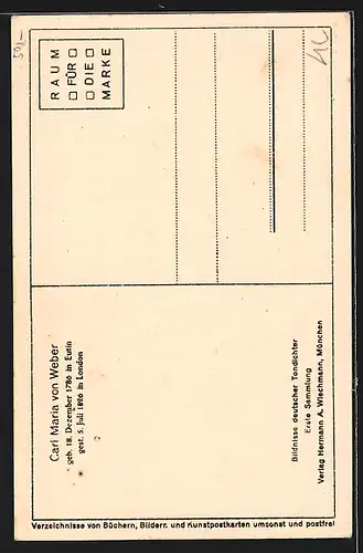 AK Portrait des Musikers Carl Maria von Weber