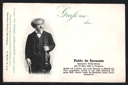 AK Portrait Pablo de Arasate, Spanischer Violinvirtuose