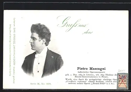 AK Opernkomponist Pietro Mascagni im Anzug