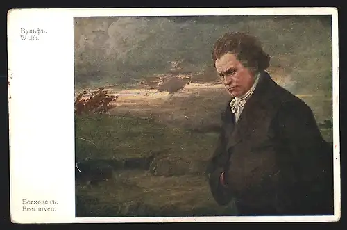 Künstler-AK Beethoven, Portrait als Spaziergänger