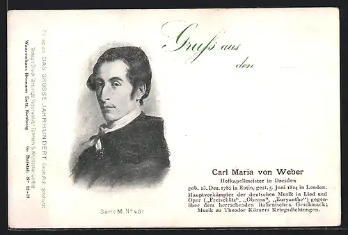 Künstler-AK Hofkapellmeister Carl Maria von Weber