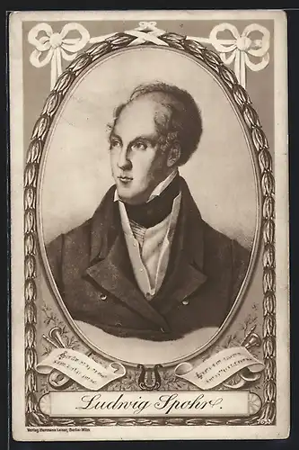 AK Porträt Ludwig Spohrs im Schmuckrahmen