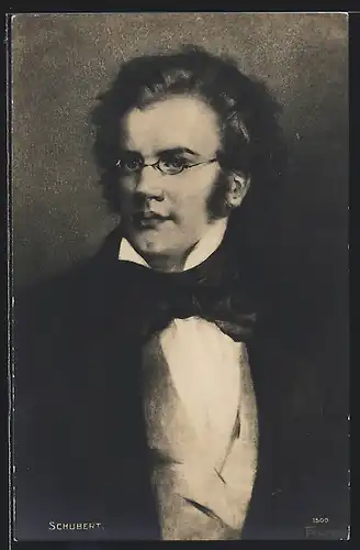 AK Portrait von Franz Schubert mit Brille