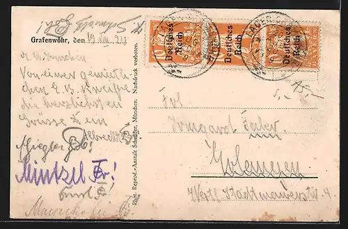 AK Grafenwöhr, Am Stadtweiher, mit Wäscheleine