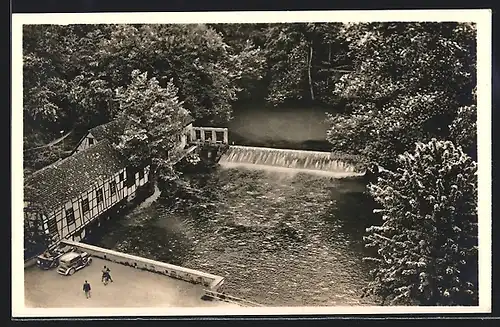 AK Blaubeuren, Blautopf und kleiner Wasserfall