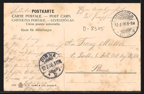 AK Königstein, Ortsansicht mit Festung