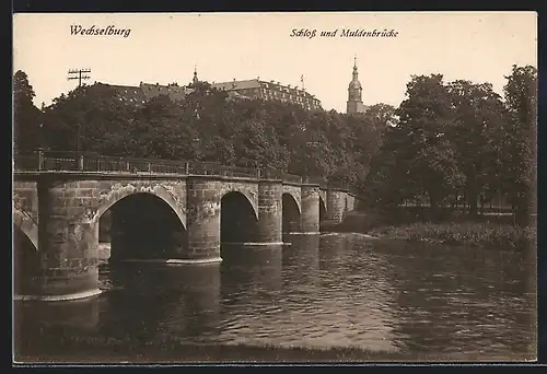 AK Wechselburg, Schloss und Muldenbrücke