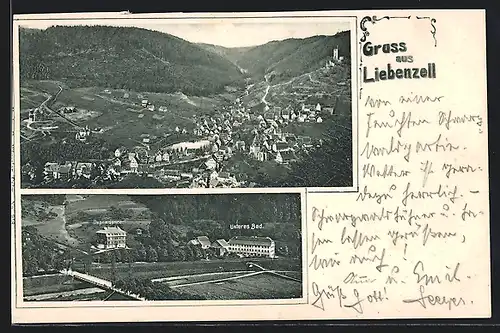 AK Liebenzell, Unteres Bad mit Brücke, Gesamtansicht