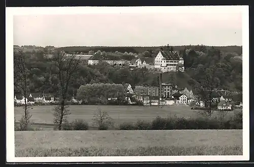 Foto-AK Warthausen, Schloss und Ort mit Umgebung