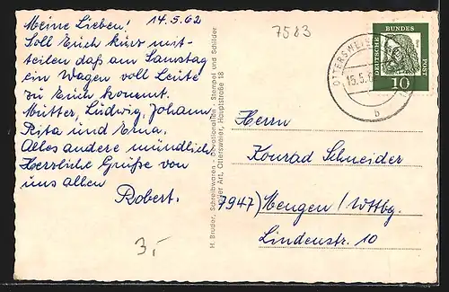 AK Ottersweier, Ortsansicht, Denkmal, Kirche und Inneres