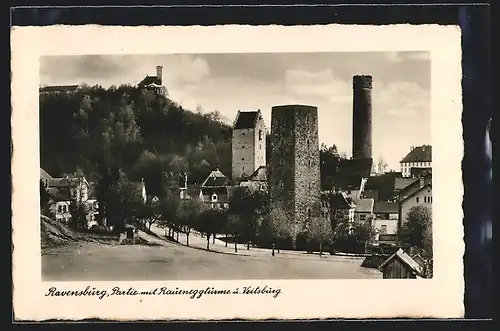 AK Ravensburg, Partie mit Raueneggtürme und Veitsburg