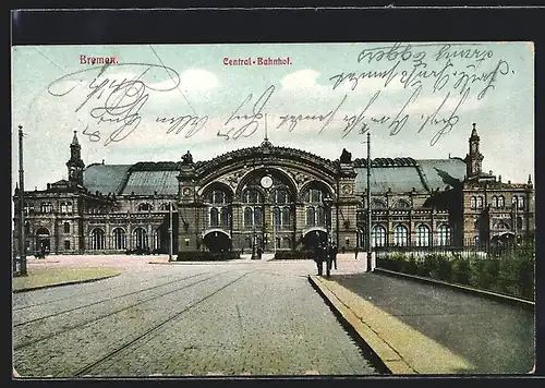 AK Bremen, Central-Bahnhof, Frontansicht