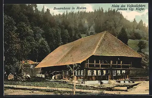 AK Mulden, Bauernhaus, Heim des Volksdichters Johann Gg. Kiefer