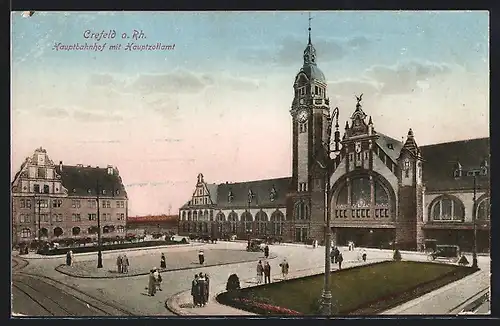 AK Crefeld a. Rh., Hauptbahnhof mit Hauptzollamt