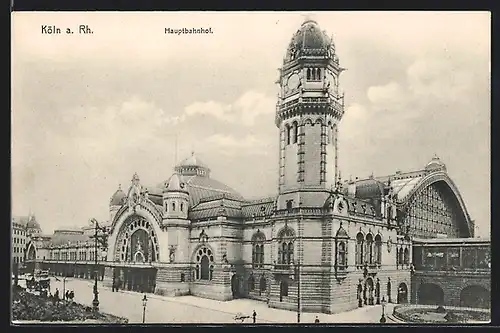 AK Köln /Rh., Hauptbahnhof mit Strasse aus der Vogelschau