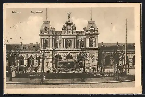 AK Mainz, Hauptbahnhof mit Anlage