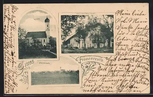 AK Frauenreuth / Glonn, Gasthaus, Kirche, Teilansicht