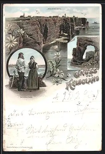 Lithographie Helgoland, Westküste und Nationaltanz