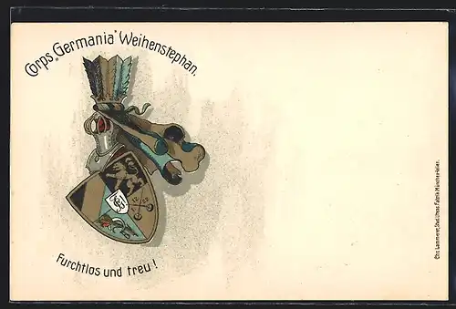 AK Weihenstephan, Studentenwappen Corps Germania, Furchtlos und treu!