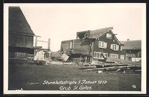 Foto-AK Grub, Sturmkatastrophe 5. Januar 1919