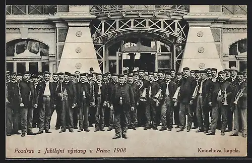 AK Prag, Jubilejni vystavy v Praze 1908, Kmochova kapela, Ausstellung