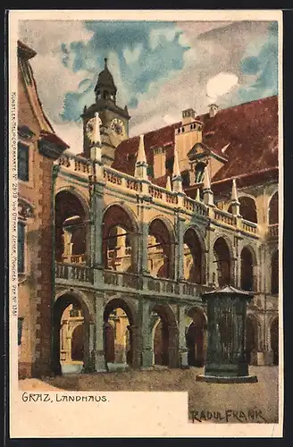 Künstler-AK Raoul Frank: Graz, Teilansicht vom Landhaus