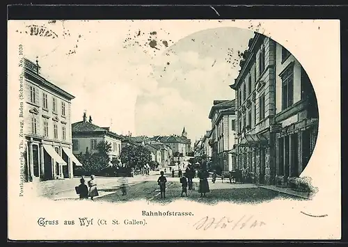 AK Wil, Bahnhofstrasse mit Geschäft