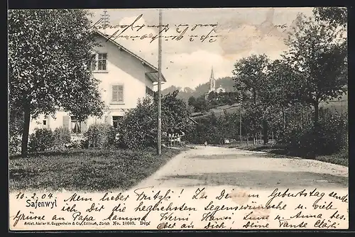 AK Safenwil, Strassenpartie mit Kirche