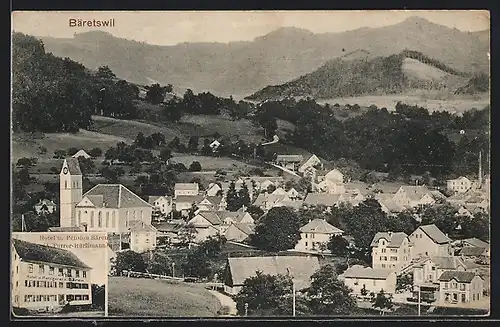AK Bäretswil, Totalansicht aus der Vogelschau, Hotel & Pension Bären