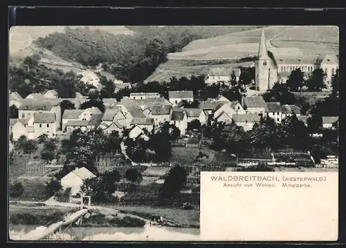 AK Waldbreitbach / Westerwald, Ortsansicht mit Kirche