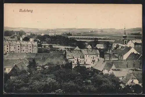 AK Radeberg, Ortsansicht aus der Vogelschau
