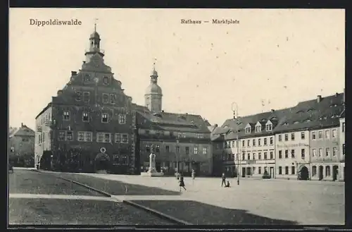 AK Dippoldiswalde, Marktplatz und Rathaus