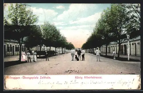 AK Zeithain, Truppen-Übungsplatz, König Albertstrasse
