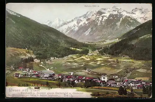 AK Steinach am Brenner, Gesamtansicht gegen Gschnitztal und Gletscher