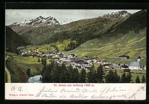 AK St. Anton am Arlberg, Gesamtansicht aus der Vogelschau