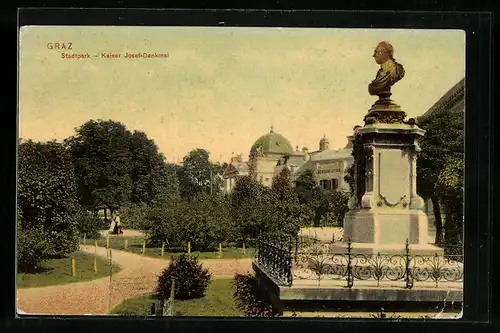 AK Graz, Kaiser Josef-Denkmal im Stadtpark