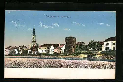 AK Pöchlarn a. Donau, Ortsansicht mit Kirche