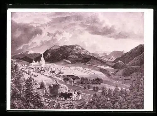 AK Mariazell, Totalansicht von einem Berg aus