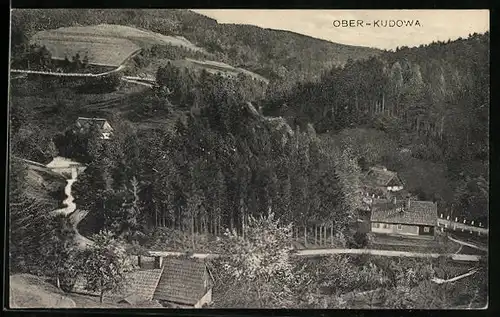 AK Ober-Kudowa, Teilansicht von einem Berg aus
