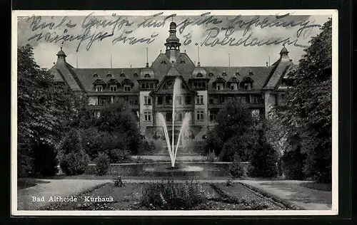 AK Bad Altheide, Blick zum Kurhaus mit Springbrunnen