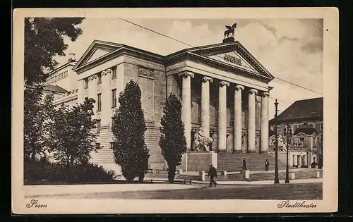 AK Posen / Poznan, Eingang zum Stadttheater
