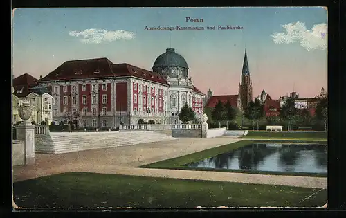 AK Posen / Poznan, Ansiedelungskommission und Paulikirche