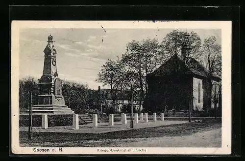 AK Seesen a. H., Krieger-Denkmal mit Kirche