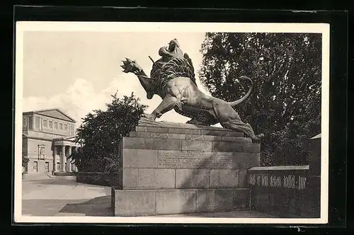 AK Darmstadt, Denkmal zu Ehren der Gefallenen des Leibgarde-Infanterie-Regiments Nr. 115