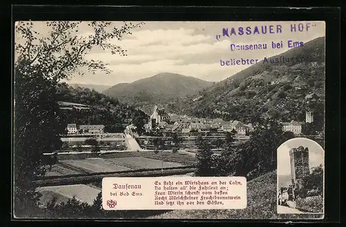 AK Dausenau bei Bad Ems, Gasthaus an der Lahn, Teilansicht