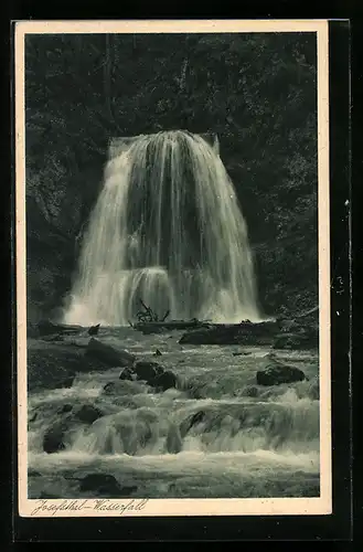 AK Josefsthal-Wasserfall am Schliersee, Blick auf strömenden Wasserfall