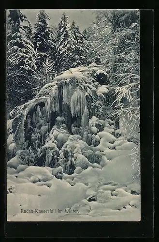 AK Bad Harzburg, Radau-Wasserfall im Winter