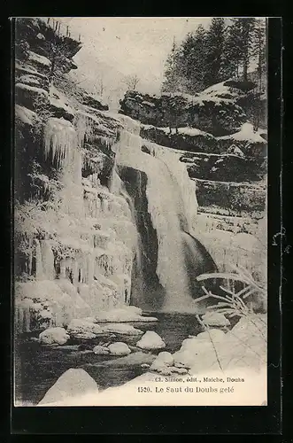 AK Le Saut du Doubs gelè, Wasserfall